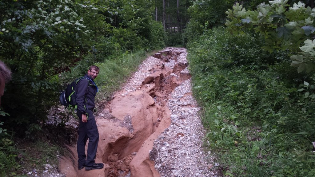 Trail is damaged by recent hard rain