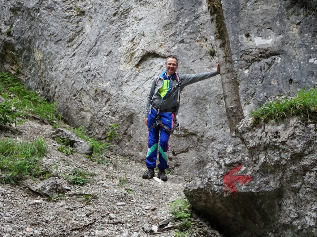 Herbert preparing for the via ferrata