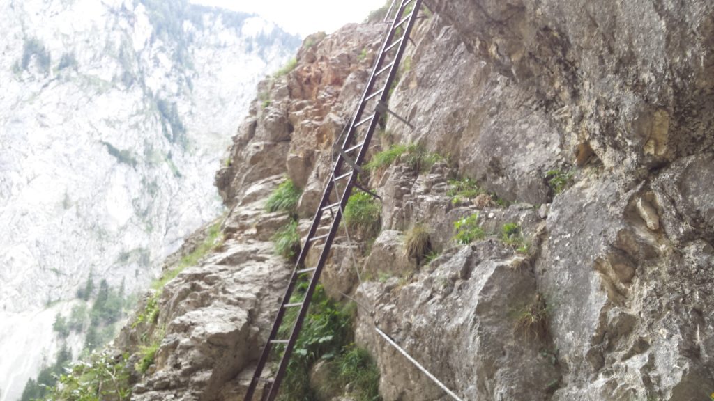 Iron ladder leading to the Teufelsbadstube (cave)