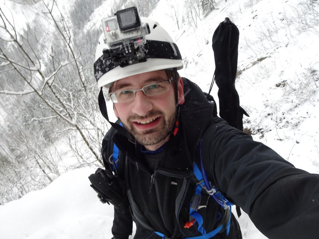 Stefan enjoys the first meters on the via ferrata