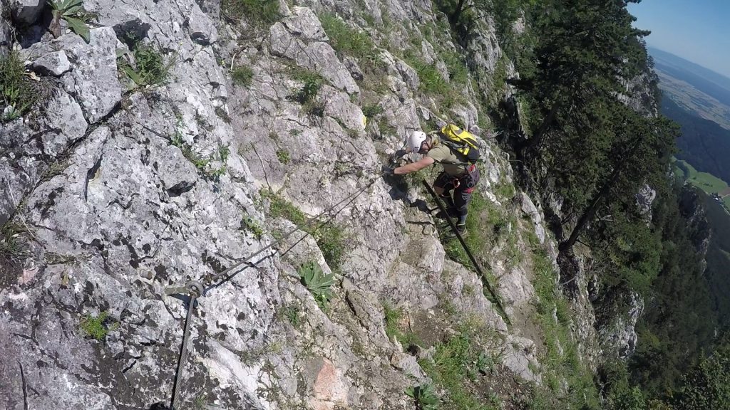 Wagnersteig: Robert on one of the many ladders on Wagnersteig