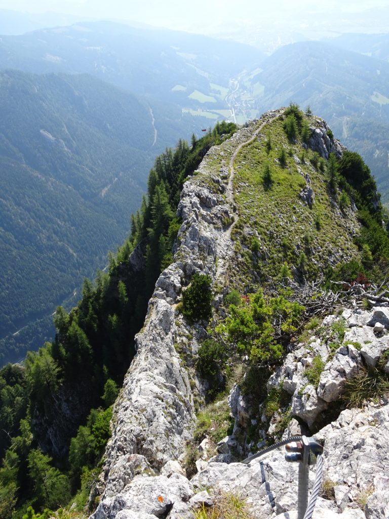 View back after mastering the first crux to "Fahnenköpfl"