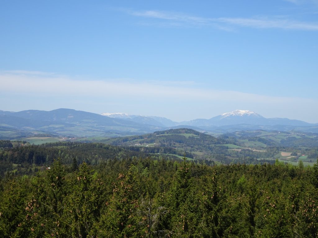 "Schneeberg" and "Rax" seen from the viewing platform of "Hutwisch"