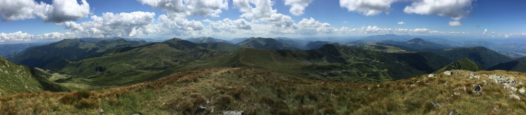 Scenic panorama view from "Vârful Buhăesc Mic"